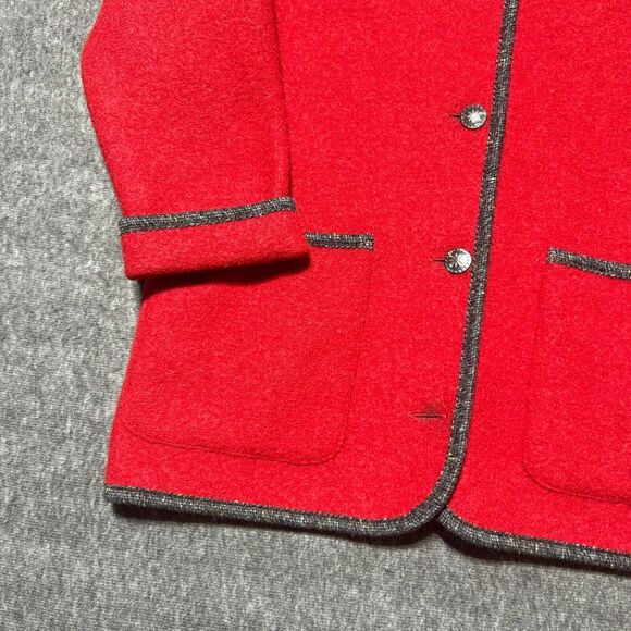 LL BEAN Pure Wool Cardigan Jacket Small‎ Womens Red Made In Austria Coat - Picture 3 of 9